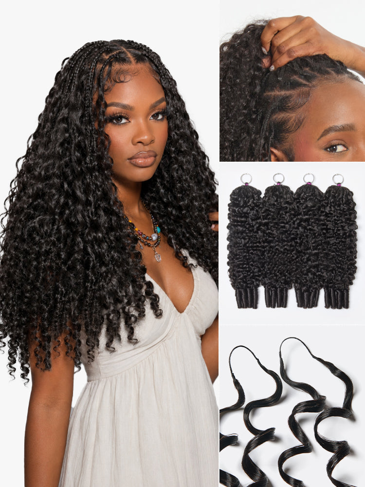 Miracle Knots Crochet Hair Wet and Wavy Water Wave | Kinky Straight for Boho Braids | Crochet Weaves | Fulani Braids | Twists Pre-Separated Lightweight Full & Soft Pre-Looped Human Hair Extensions Protective Style