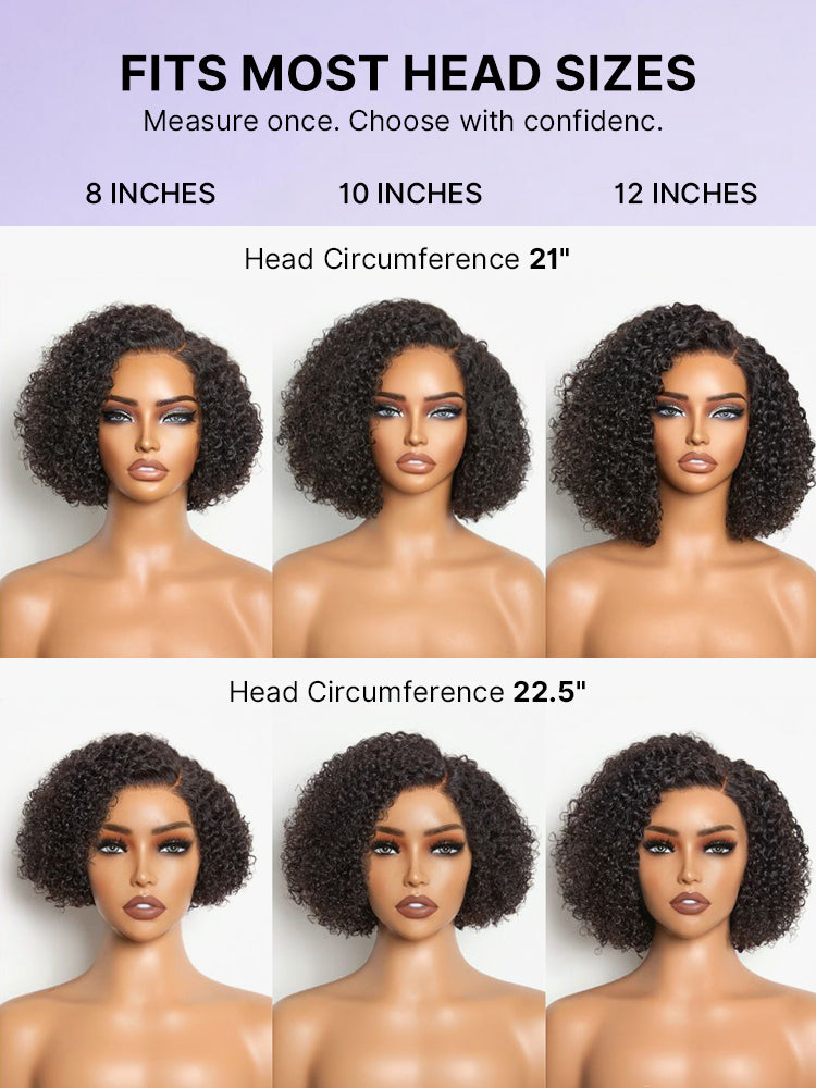 Trendy Short Cut Curly Minimalist HD Lace Glueless Side Part Wig 100% Human Hair Pre-Cut Lace