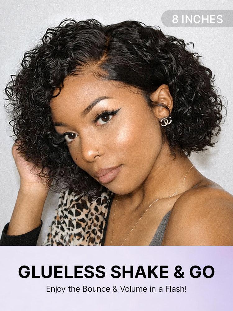 Trendy Short Cut Curly Minimalist HD Lace Glueless Side Part Wig 100% Human Hair Pre-Cut Lace