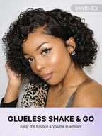 Trendy Short Cut Curly Minimalist HD Lace Glueless Side Part Wig 100% Human Hair Pre-Cut Lace
