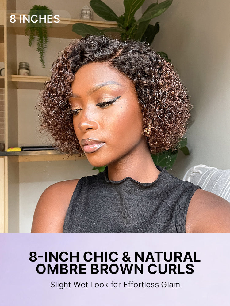 Trendy Short Cut Curly Minimalist HD Lace Glueless Side Part Wig 100% Human Hair Pre-Cut Lace