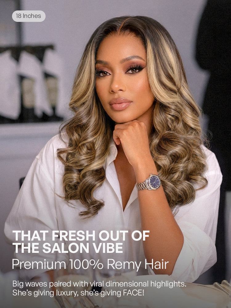 Luvme All-Day Comfort Wig 180% Density Loose Wave Sun-Kissed Blonde Highlight Glueless 7x6 Closure HD Lace Wig Pre-Cut Lace