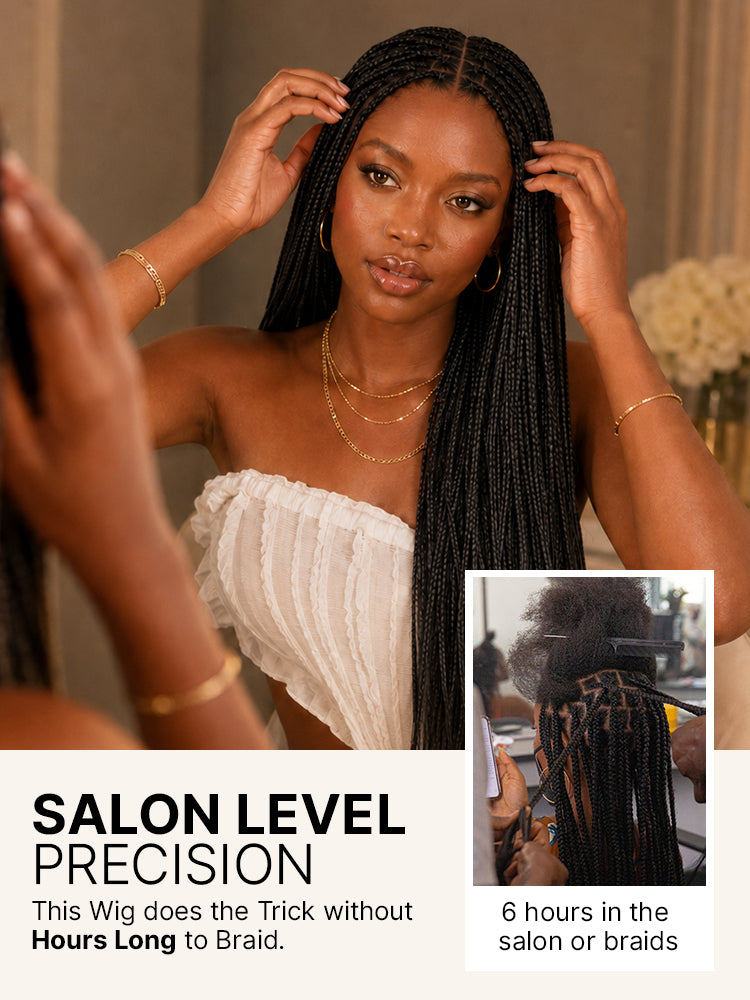 OwnScalp™ Lightweight Salon-Like Braids with a Real Scalp Look Full HD Lace Knotless Box Braided Wig - US Only