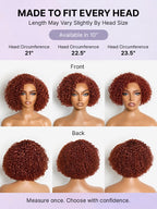 Trendy Copper Red Glueless Minimalist HD Lace Curly Bob Wig Pre-Cut Lace