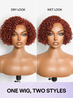 Trendy Copper Red Glueless Minimalist HD Lace Curly Bob Wig Pre-Cut Lace