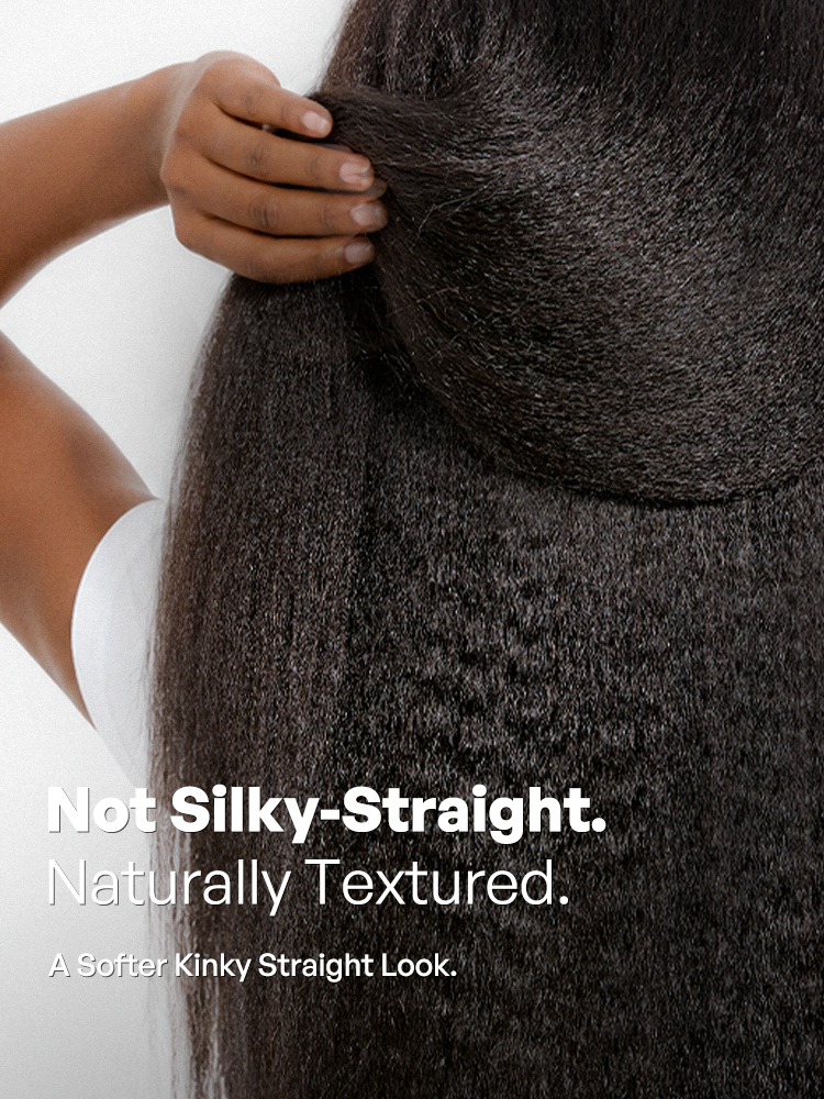 250% Density Kinky Straight Glueless V Part Wig 100% Human Hair with Flexi‑Fit Drawstring
