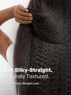 250% Density Kinky Straight Glueless V Part Wig 100% Human Hair with Flexi‑Fit Drawstring