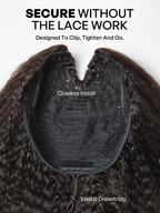 250% Density Kinky Straight Glueless V Part Wig 100% Human Hair with Flexi‑Fit Drawstring
