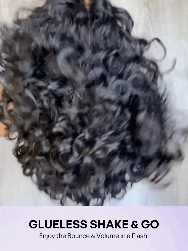 Natural Black / Brown Highlight Water Wave Pixie Cut Glueless Minimalist HD Lace Short Curly Wig