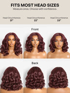 Dark Plum 99J Color Wig Loose Wave Minimalist HD Lace Glueless Mid Part Short Wig Pre-cut Lace