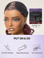 Dark Plum 99J Color Wig Loose Wave Minimalist HD Lace Glueless Mid Part Short Wig Pre-cut Lace