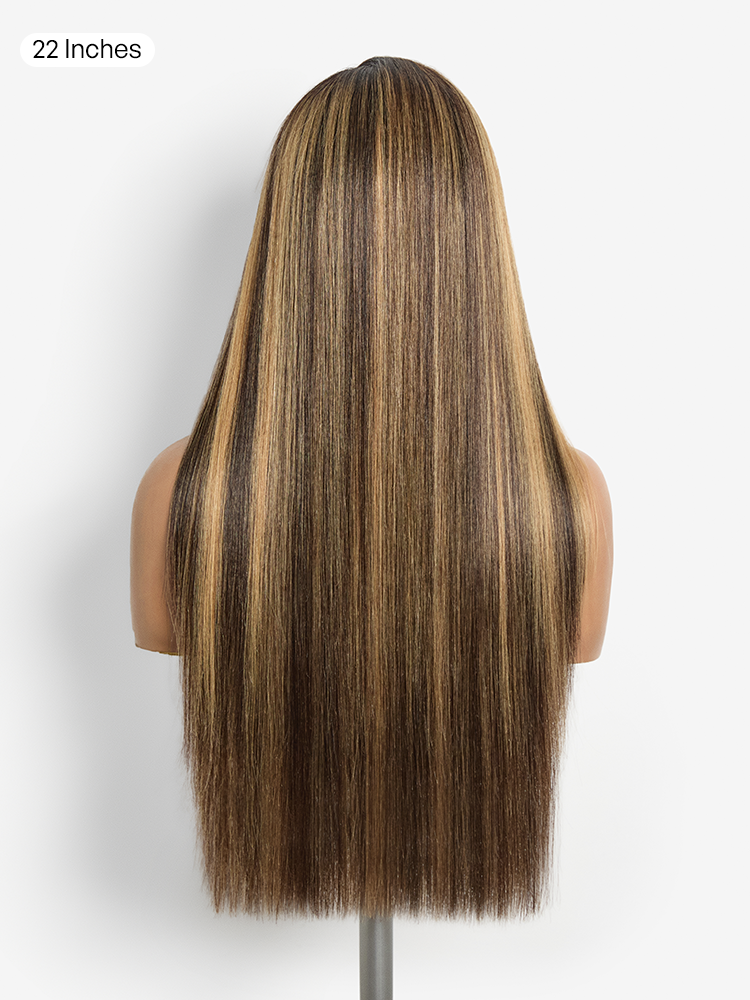 Luvme All-Day Comfort Wig 180% Density Blonde Highlight Butterfly Cut Layered Light Yaki Straight Glueless 7x6 Closure HD Lace Wig Pre-Cut Lace