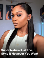 Lagos Hairline Over-Plucked M-Shaped Hairline Natural Looking Silky Straight Human Hair 13×4 Lace Frontal Wig Pre-Cut Lace