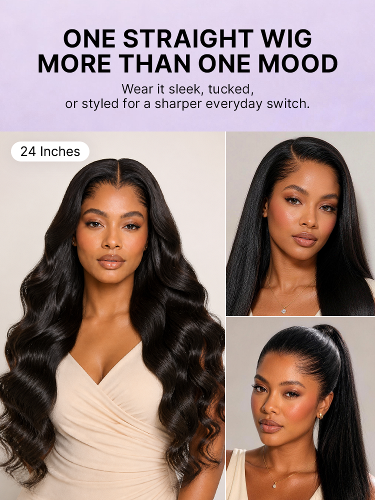 Lagos Hairline Over-Plucked M-Shaped Hairline Natural Looking Silky Straight Human Hair 13×4 Lace Frontal Wig Pre-Cut Lace