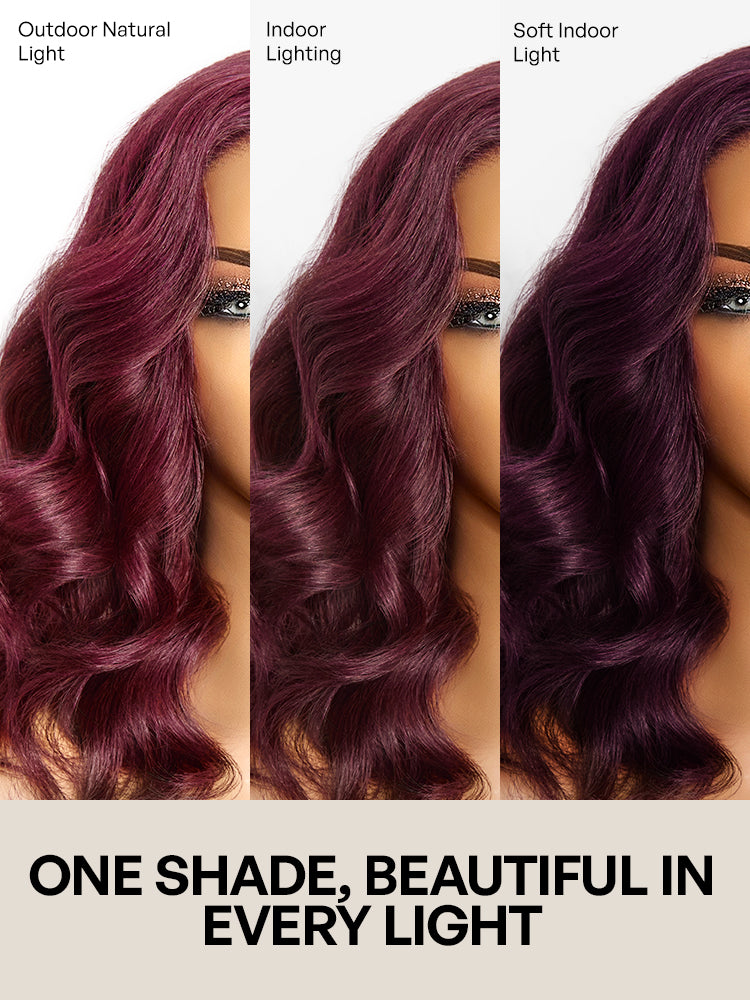 Dark Plum 99J Color Wig Loose Wave Minimalist HD Lace Glueless Mid Part Short Wig Pre-cut Lace