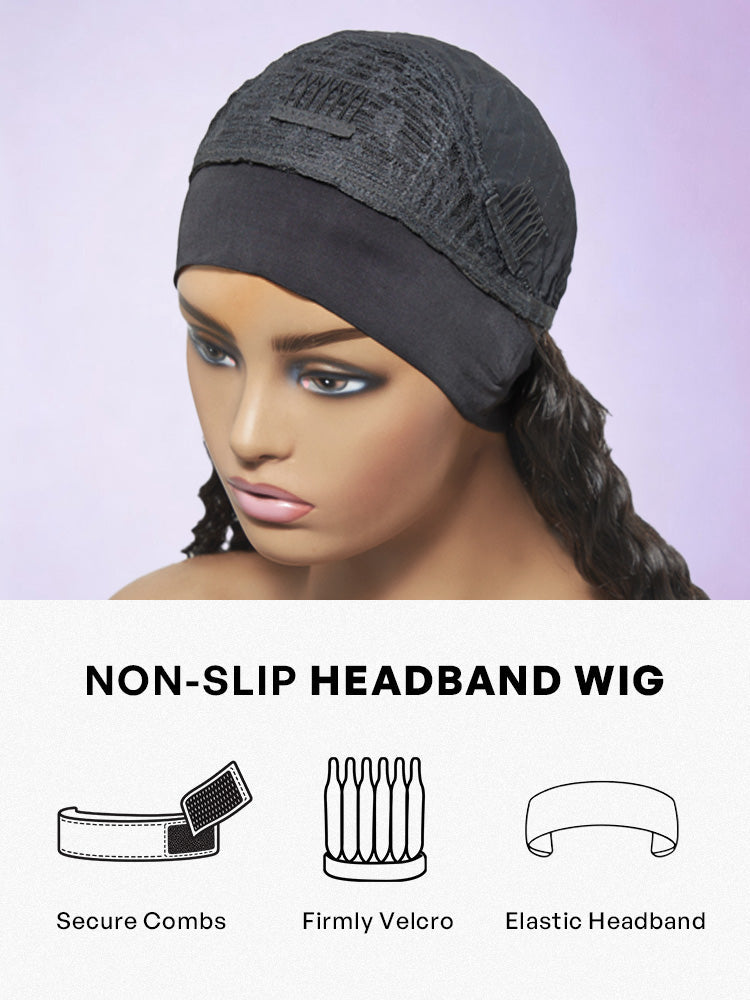 Deep Wave Glueless Curly Bob Wig Headband Wig 100% Human Hair (Get Free Trendy Headbands)