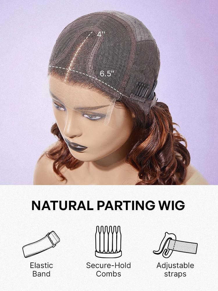 1 SEC INSTALL WIG | Elegant Boss Vibe Short Pixie Cut Natural Black / Ombre Brown Glueless Minimalist HD Lace Wig Pre Cut Lace