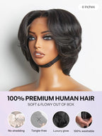 1 SEC INSTALL WIG | Elegant Boss Vibe Short Pixie Cut Natural Black / Ombre Brown Glueless Minimalist HD Lace Wig Pre Cut Lace