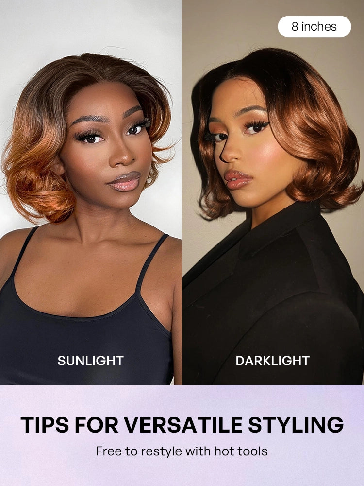 1 SEC INSTALL WIG | Elegant Boss Vibe Short Pixie Cut Natural Black / Ombre Brown Glueless Minimalist HD Lace Wig Pre Cut Lace