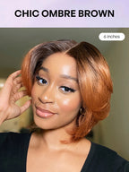 1 SEC INSTALL WIG | Elegant Boss Vibe Short Pixie Cut Natural Black / Ombre Brown Glueless Minimalist HD Lace Wig Pre Cut Lace