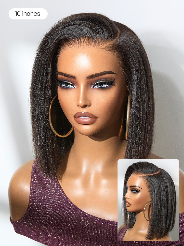 PreMax Wigs - Nature Max Yaki / Silky Bob Ear-to-Ear Glueless 13x6 Frontal HD Lace Short Bob Wig
