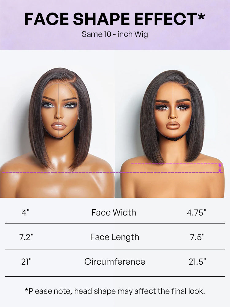 PreMax Wigs - Nature Max Yaki / Silky Bob Ear-to-Ear Glueless 13x6 Frontal HD Lace Short Bob Wig