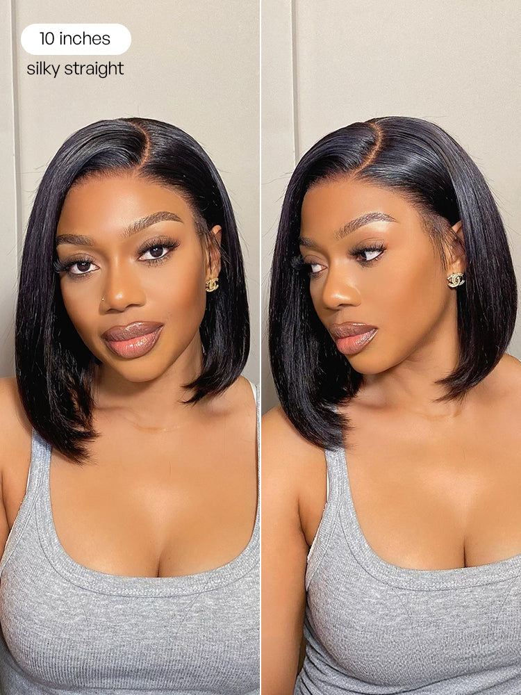 PreMax Wigs - Nature Max Yaki / Silky Bob Ear-to-Ear Glueless 13x6 Frontal HD Lace Short Bob Wig