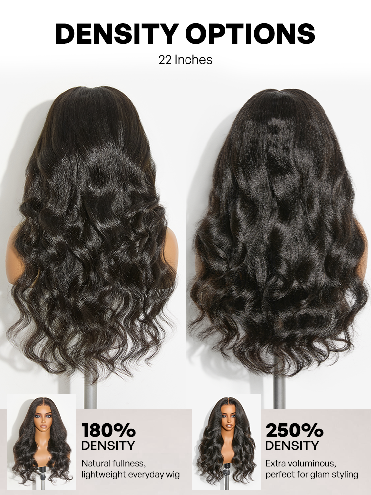 Luvme All-Day Comfort™ Wig 180% / 250% Density Kinky Body Wave / Layered Light Kinky Straight PartingMax Glueless 7x6 Closure HD Lace Wig Pre-Cut Lace