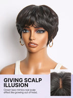 Throw On & Go Natural Black Pixie Cut with Bangs Glueless Minimalist Lace Wig