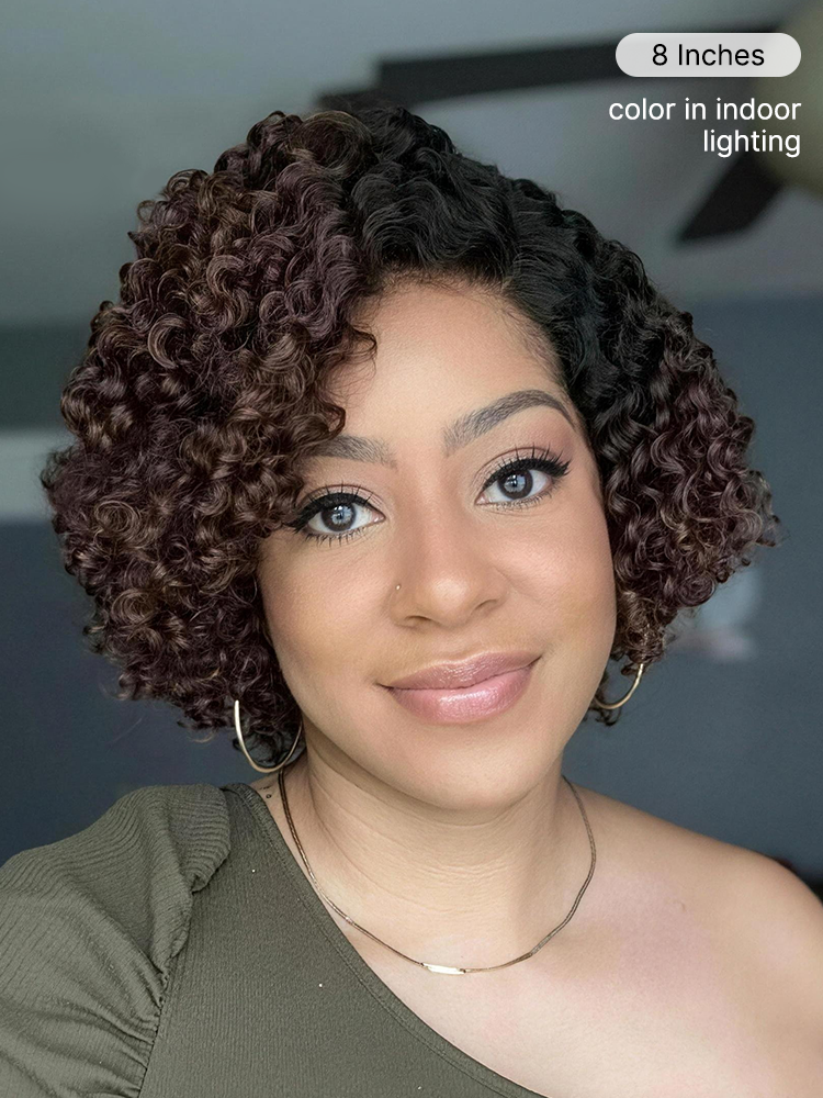 Soft-Shine Mocha Mousse Ombre - Fluffy Kinky Curl Glueless Minimalist HD Lace Wig Ready to Go
