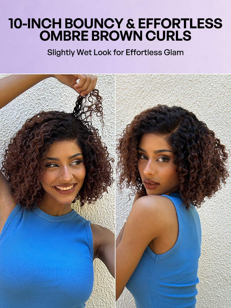 Soft-Shine Mocha Mousse Ombre - Fluffy Kinky Curl Glueless Minimalist HD Lace Wig Ready to Go