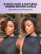 Soft-Shine Mocha Mousse Ombre - Fluffy Kinky Curl Glueless Minimalist HD Lace Wig Ready to Go