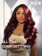 Luvme All-Day Comfort Wig 180% Density Rich Dark Plum Loose Body Wave PartingMax Glueless 7x6 Closure HD Lace Wig Pre-Cut Lace