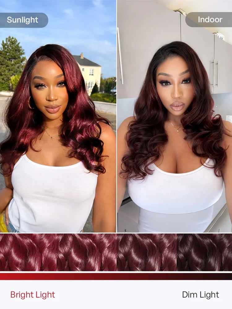 Luvme All-Day Comfort Wig 180% Density Rich Dark Plum Loose Body Wave PartingMax Glueless 7x6 Closure HD Lace Wig Pre-Cut Lace