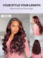 Luvme All-Day Comfort Wig 180% Density Rich Dark Plum Loose Body Wave PartingMax Glueless 7x6 Closure HD Lace Wig Pre-Cut Lace