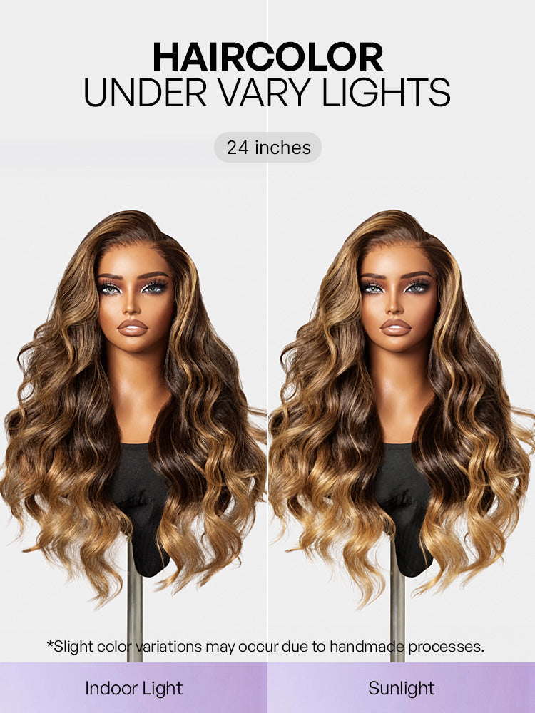 Luvme All-Day Comfort™ Wig 180% Density Sun-Kissed Blonde Ombre Highlight Loose Body Wave Glueless 7x6 Closure HD Lace Wig Pre-Cut Lace