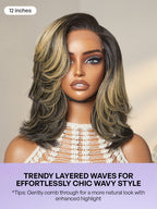 Honey Blonde Highlight Layered Cut Glueless Wig Minimalist HD Lace Human Hair Wig