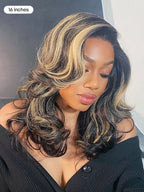 Honey Blonde Highlight Layered Cut Glueless Wig Minimalist HD Lace Human Hair Wig