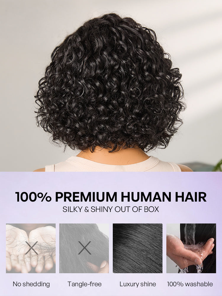 Ready to Go Water Wave Short Curly Bob Wig Glueless Minimalist HD Lace Wig Pre-Cut Lace