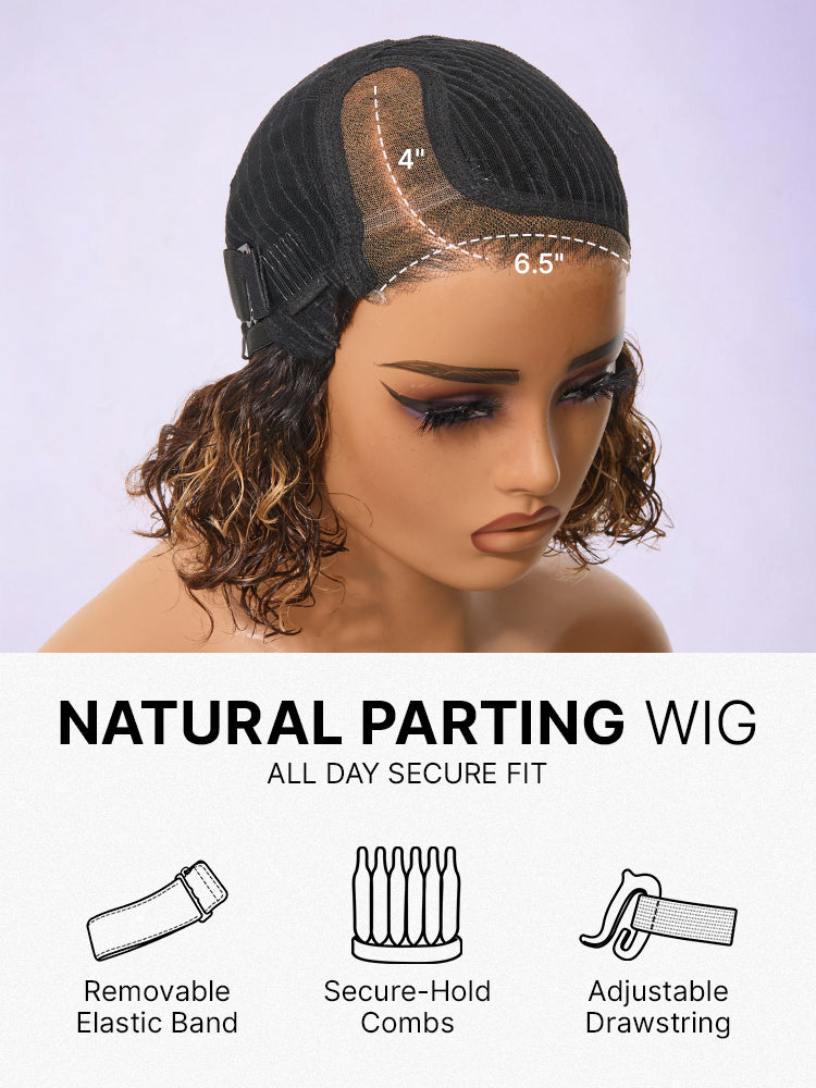 Ready to Go Water Wave Short Curly Bob Wig Glueless Minimalist HD Lace Wig Pre-Cut Lace