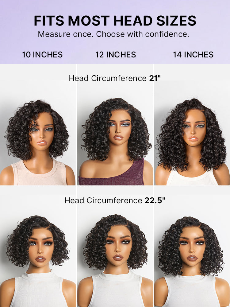 Ready to Go Water Wave Short Curly Bob Wig Glueless Minimalist HD Lace Wig Pre-Cut Lace