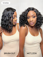Ready to Go Water Wave Short Curly Bob Wig Glueless Minimalist HD Lace Wig Pre-Cut Lace