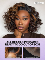 Effortless Elegance Copper Highlight / Natural Black Bouncy Curl Wig Minimalist HD Lace Glueless Wig Pre-Cut Lace