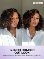 Effortless Elegance Copper Highlight / Natural Black Bouncy Curl Wig Minimalist HD Lace Glueless Wig Pre-Cut Lace