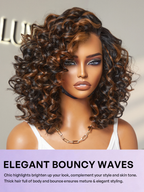 Effortless Elegance Copper Highlight / Natural Black Bouncy Curl Wig Minimalist HD Lace Glueless Wig Pre-Cut Lace