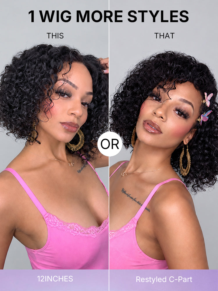 Warm Caramel Brown / Natural Black Deep Curly Glueless 5x5 Closure Pre-Cut Lace Wig