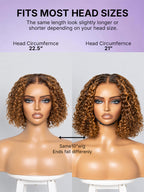 Warm Caramel Brown / Natural Black Deep Curly Glueless 5x5 Closure Pre-Cut Lace Wig