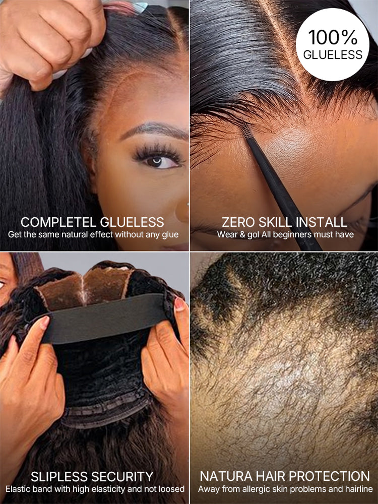 Warm Caramel Brown / Natural Black Deep Curly Glueless 5x5 Closure Pre-Cut Lace Wig