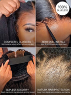 Warm Caramel Brown / Natural Black Deep Curly Glueless 5x5 Closure Pre-Cut Lace Wig