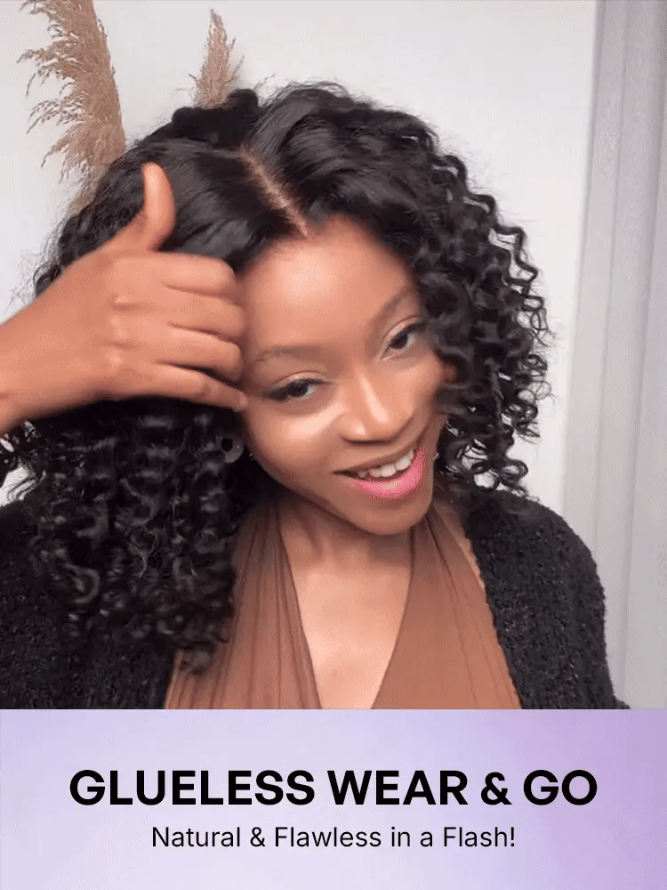 Warm Caramel Brown / Natural Black Deep Curly Glueless 5x5 Closure Pre-Cut Lace Wig